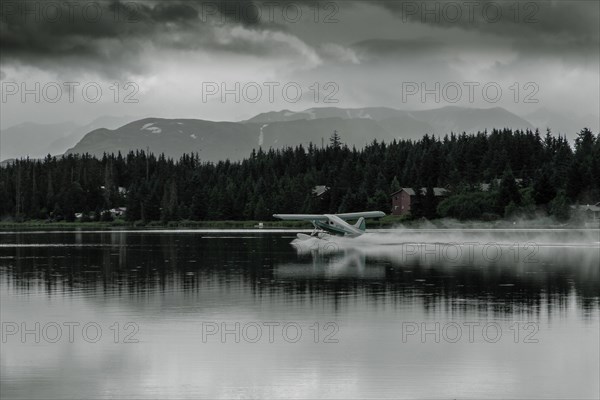 Hydroplane taking off in Homer split, Homer, Alaska