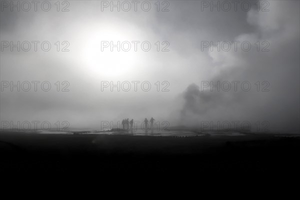Smokes from the geyser El Tatio, Atacama desert, Chile and Bolivia