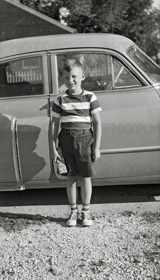 Young Boy First Day of School Portrait