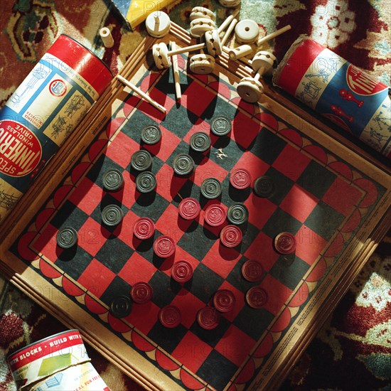 Checkers and Checkerboard, High Angle View