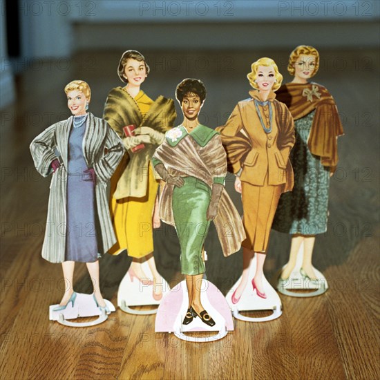 Female Paper Dolls Wearing Fur Coats