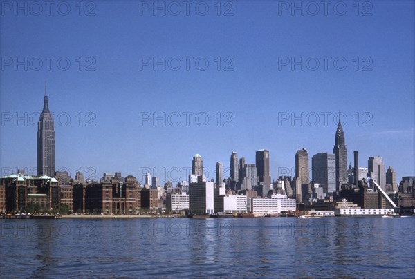 Manhattan Skyline Featuring Empire State and Chrysler Buildings, New York City, New York, USA, 1958