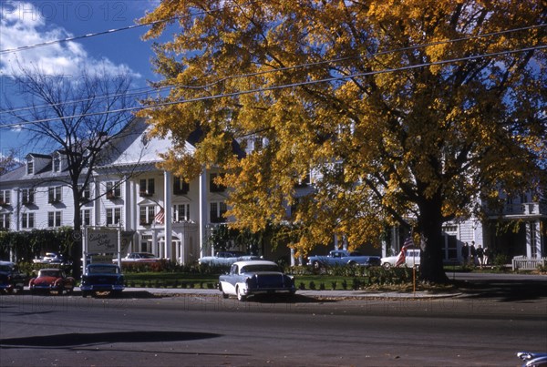 Quaint Village With Autumn Foliage, North Conway, New Hampshire, USA, 1960