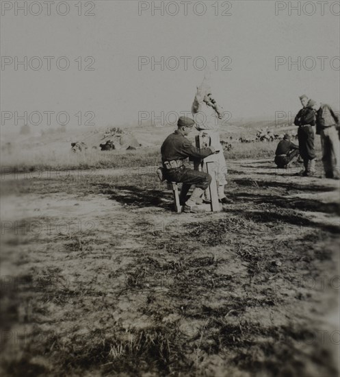 Soldiers During Target Practice, WWII, HQ 2nd Battalion, 389th Infantry, US Army Military Base, Indiana, USA, 1942