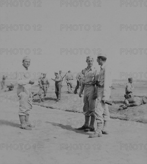 Soldiers During Target Practice, WWII, HQ 2nd Battalion, 389th Infantry, US Army Military Base, Indiana, USA, 1942