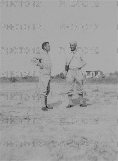 Two Soldiers, Portrait, WWII, HQ 2nd Battalion, 389th Infantry, US Army Military Base, Indiana, USA, 1942
