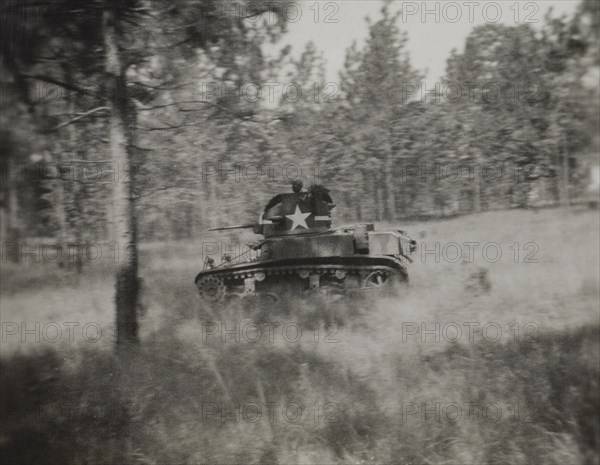 Tank Training and Target Practice, WWII, HQ 2nd Battalion, 389th Infantry, US Army Military Base, Indiana, USA, 1942