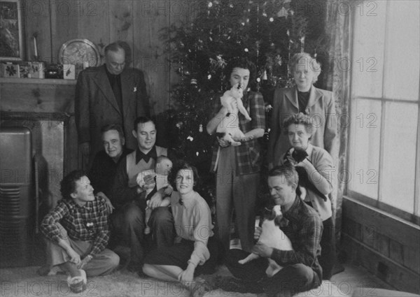 Family Portrait in front of Christmas Tree, Circa 1950's