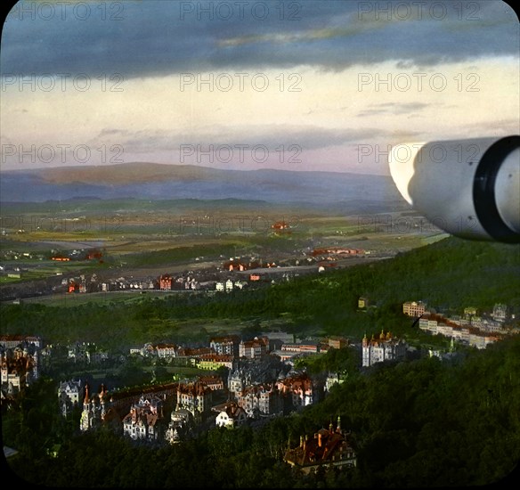 Aerial View of Carlsbad (Karlovy Vary), Bohemia, Czechoslovakia, Magic Lantern Slide, circa 1920's