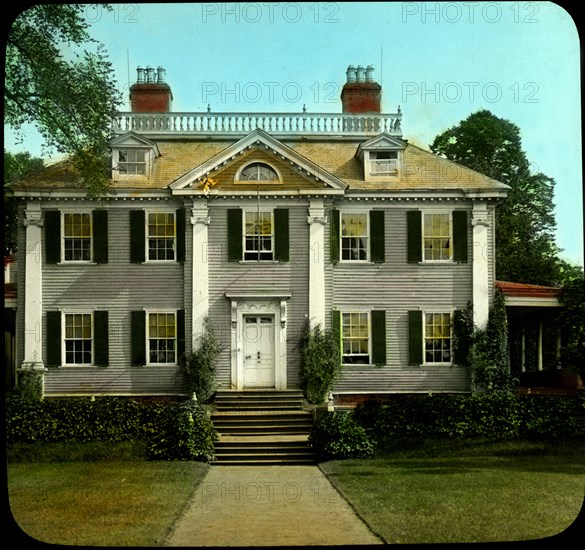 Longfellow's Home, Cambridge, Massachusetts, USA, Magic Lantern Slide, circa 1910