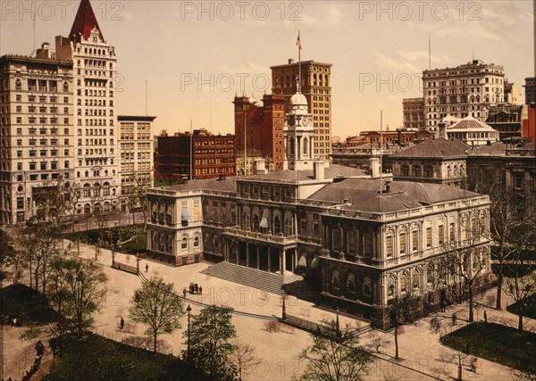 City Hall, New York City, New York, USA, Detroit Publishing Company, 1900