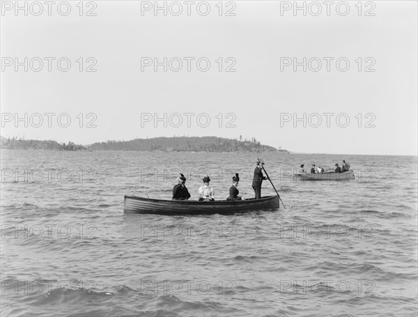 Group of People Boating off Presque Isle, Lake Superior, Marquette, Michigan, USA, Detroit Publishing Company, 1895