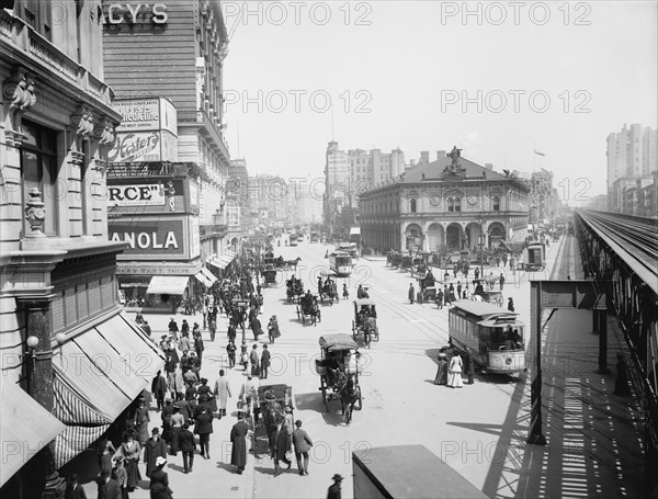 Street Scene, Herald Square, New York City, New York, USA, Detroit Publishing Company, 1903