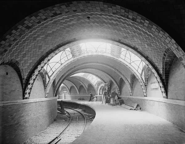 City Hall Subway Station, New York City, New York, USA, Detroit Publishing Company, 1904