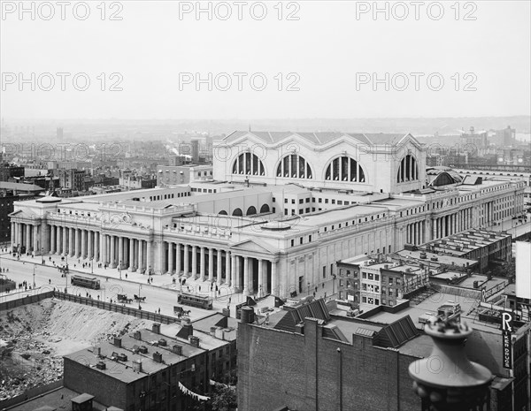 Pennsylvania Station, High Angle View, New York City, New York, USA, Detroit Publishing Company, 1910