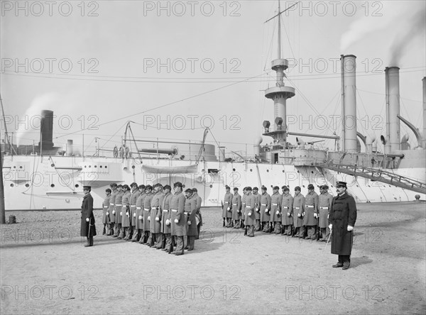 U.S.S. Brooklyn, Marine Guard, Company Drill, Detroit Publishing Company, 1900