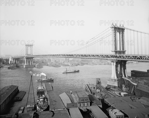 Manhattan Bridge, New York City, New York, USA, Detroit Publishing Company, 1910