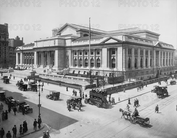 Public Library Building, New York City, New York, USA, Detroit Publishing Company, 1915