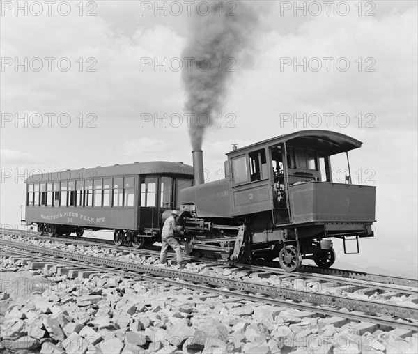 Cog Wheel Train, Manitou and Pike's Peak Railway, Colorado, USA, William Henry Jackson for Detroit Publishing Company, 1900