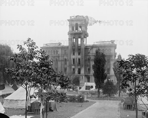 Ruins of Hall of Justice, Portsmouth Square, after Earthquake, San Francisco, California, USA, Detroit Publishing Company, 1906