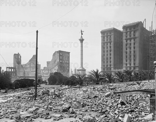 Union Square and St. Francis Hotel after Earthquake, San Francisco, California, USA, Detroit Publishing Company, 1906