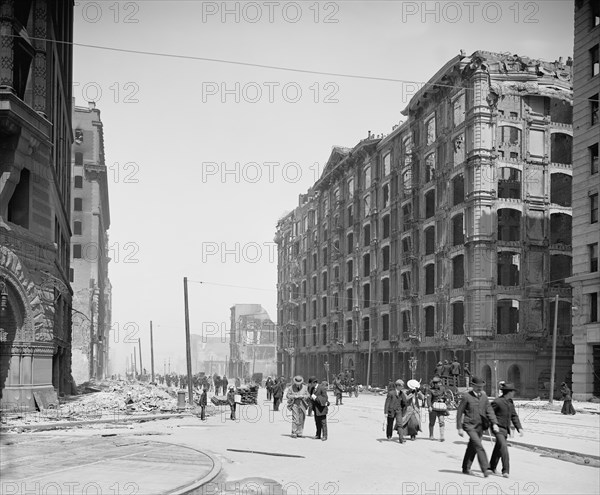 Palace Hotel after Earthquake, San Francisco, California, USA, Detroit Publishing Company, 1906