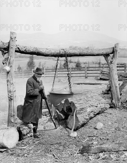 Man Making Maple Syrup, USA, Detroit Publishing Company, 1905