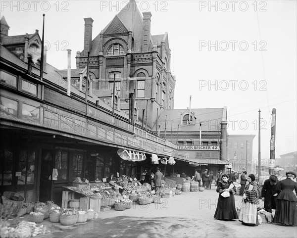 City Market, Kansas City, Missouri, USA, Detroit Publishing Company, 1906