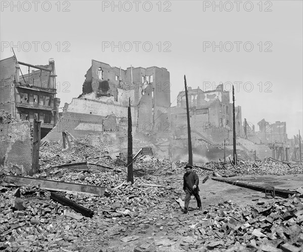 Chinatown Ruins after Earthquake, San Francisco, California, USA, Detroit Publishing Company, 1906