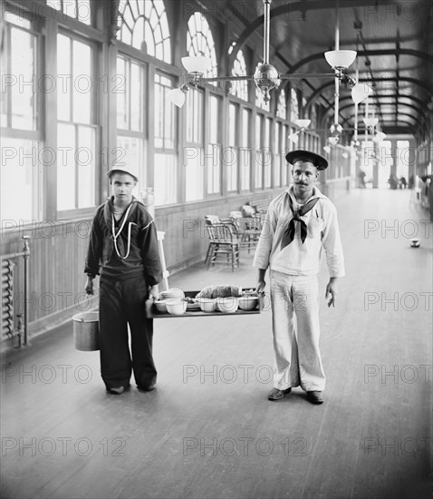 Mess Boys, Brooklyn Navy Yard Hospital, Brooklyn, New York City, New York, USA, Detroit Publishing Company, 1900