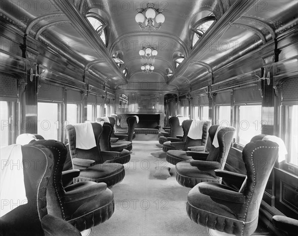 Pere Marquette Railroad Parlor Car no. 25, Interior View, USA, Detroit Publishing Company, 1910