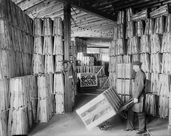 Worker in Shipping Room, Glazier Stove Company, Chelsea, Michigan, USA, Detroit Publishing Company, 1905