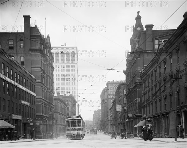 Street Scene, Griswold Street, Detroit, Michigan, USA, Detroit Publishing Company, 1905