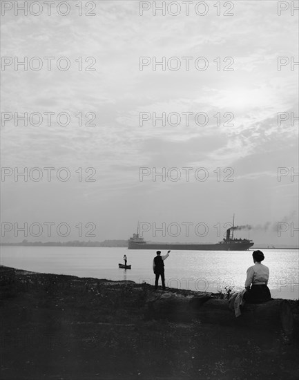 Twilight, Saint Clair Flats, Michigan, USA, Detroit Publishing Company, 1915