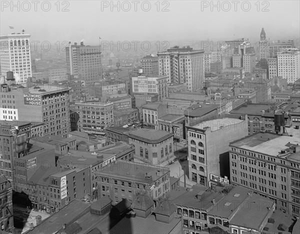 Cityscape from Emerson Tower, Baltimore, Maryland, USA, Detroit Publishing Company, 1915