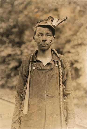 Portrait of Young Boy Working as Driver in Coal Mine, Brown, West Virginia, USA, Lewis Hine, 1908