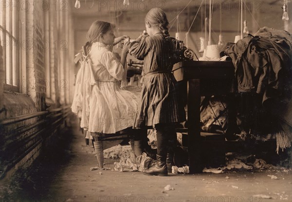 Two Young Girls Working in Hosiery Mill, Loudon, Tennessee, USA, Lewis Hine, 1910