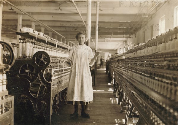 Portrait of Young Girl Working at Textile Mill, Winchendon, Massachusetts, USA, Lewis Hine, 1911