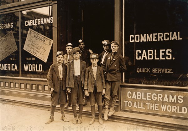 Portrait of Young Postal Telegraph Messengers, Indianapolis, Indiana, USA, Lewis Hine, 1908