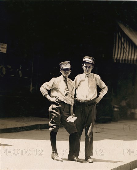 Two Young Telegraph Messengers, Broadway, New York City, New York, USA, Lewis Hine, 1910