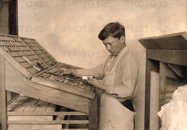 Boy Learning Typesetting, Training School for Deaf Mutes, Sulphur, Oklahoma, USA, Lewis Hine, 1917