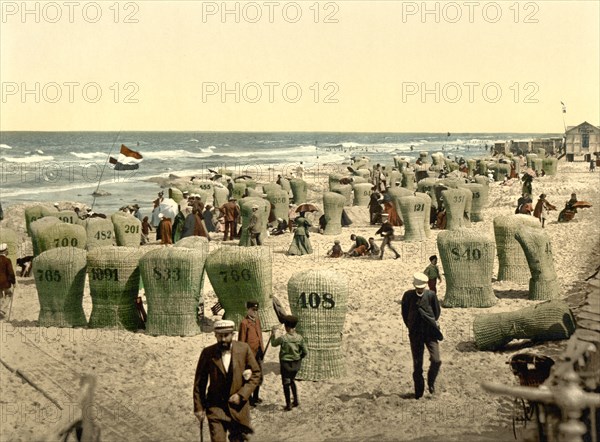 Men's Bathing Place, Norderney, Germany, Photochrome Print, Detroit Publishing Company, 1900