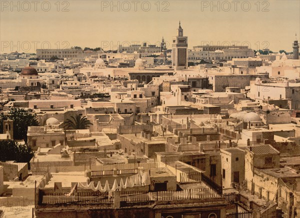 General View, Tunis, Tunisia, Photochrome Print, Detroit Publishing Company, 1900