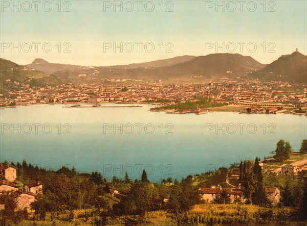 General View, Como, Lake Como, Italy, Photochrome Print, Detroit Publishing Company, 1900