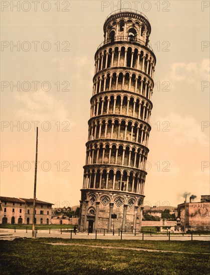 Leaning Tower, Pisa, Italy, Photochrome Print, Detroit Publishing Company, 1900