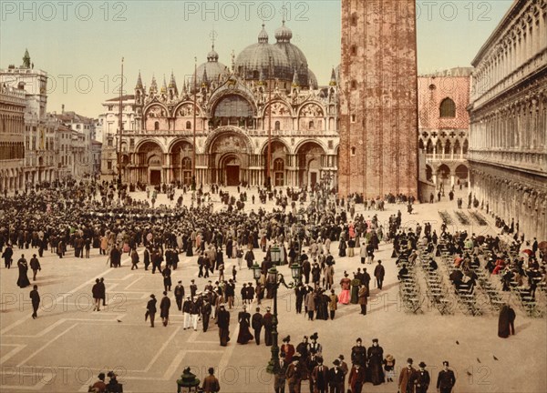 Concert, St. Mark's Square, Venice, Italy, Photochrome Print, Detroit Publishing Company, 1900