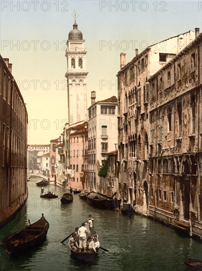 Canal Near St. George's, Venice, Italy, Photochrome Print, Detroit Publishing Company, 1900
