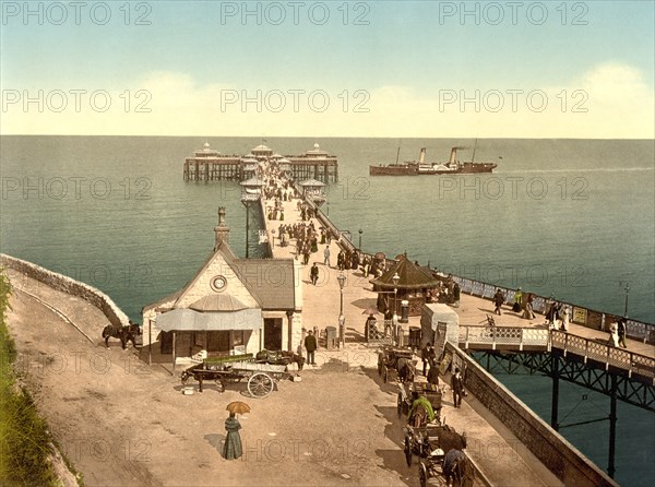 Iron Pier, Llandudno, Wales, Photochrome Print, Detroit Publishing Company, 1900