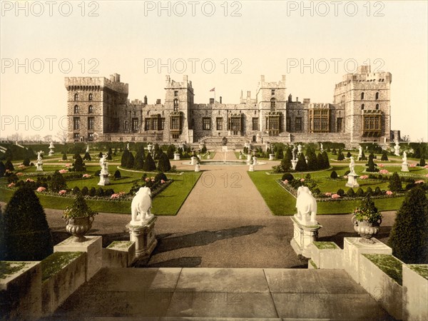 East Terrace and Windsor Castle, Windsor, Berkshire, England, Photochrome Print, Detroit Publishing Company, 1900