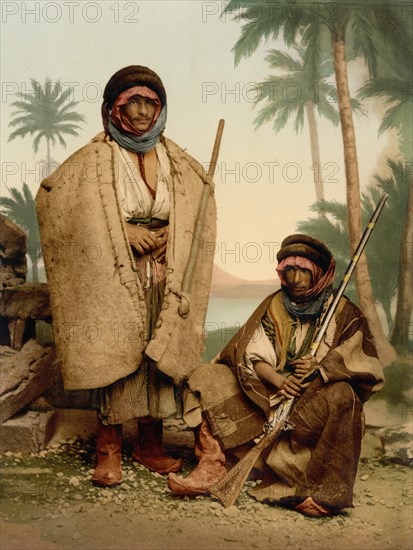 Bedouin Shepherds, Syria, Photochrome Print, Detroit Publishing Company, 1900